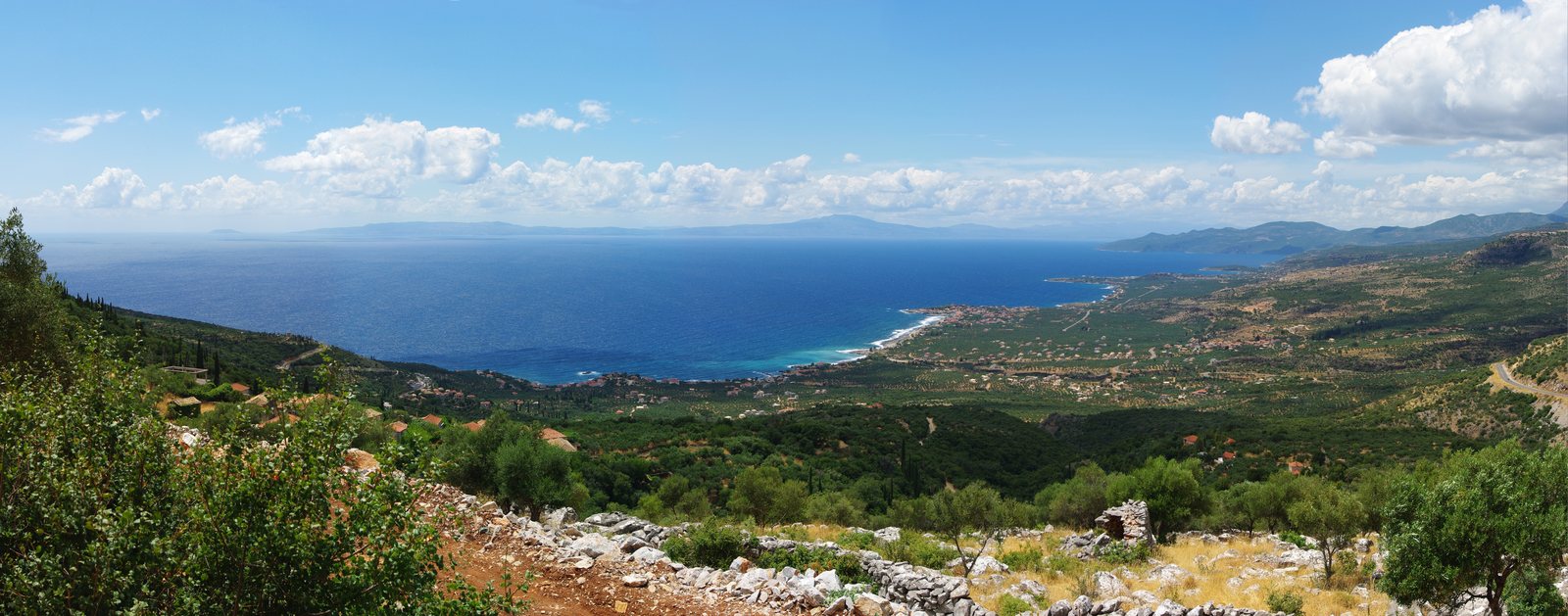 Panoramic view of the Messenian Gulf coastline near Kardamyli
